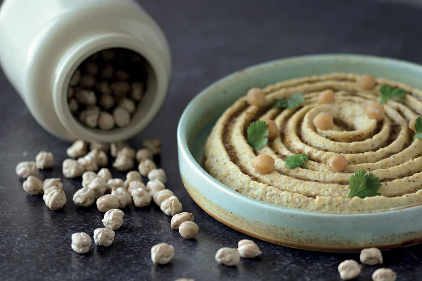 Houmous de pois chiche, moutarde ancienne au miel