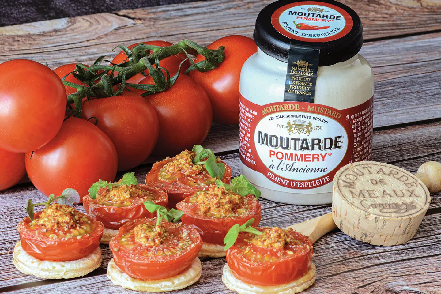 Tartelettes aux tomates cocktail, Moutarde au piment d'Espelette Pommery®